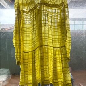 Anthropologie Lemon Sheer Striped Dress
